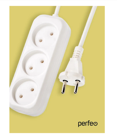 Удлинитель сетевой 3метра / 3 гн. б/з Perfeo RuPower