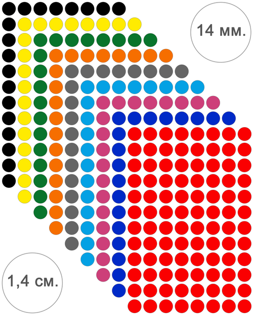 Виниловые наклейки для упаковки и маркировки Policomprint M3, 14 мм. 96 шт.