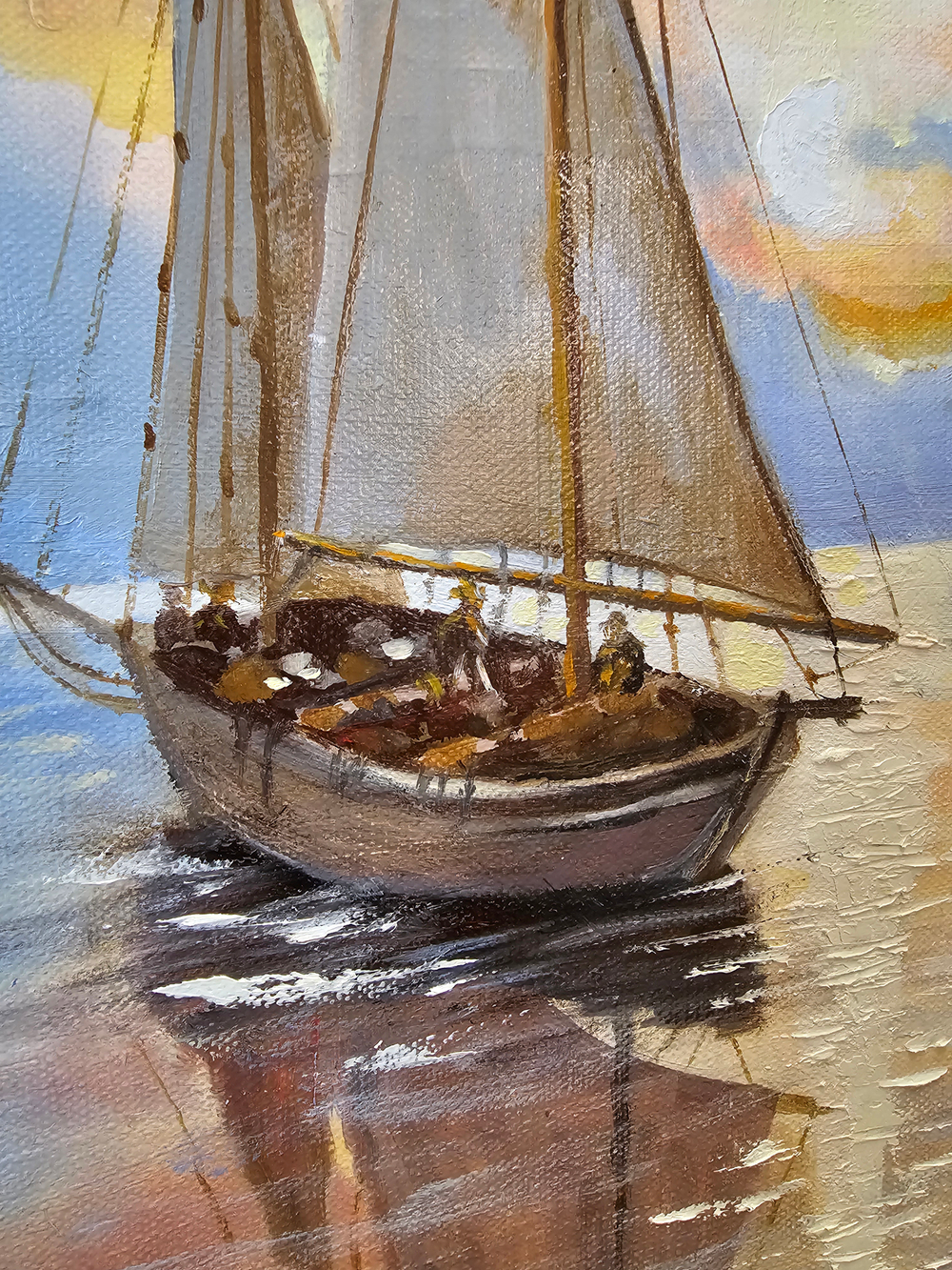 Картина авторская маслом на холсте 33х46 см на стену для интерьера "Мраморное отражение"