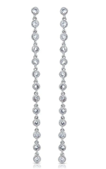 Серьги бижутерия длинные с кристаллами свадебные серебристые