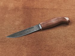 Финский нож Пуукко, дамасская сталь, рукоять орех