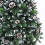 Ёлка «Сказочный лес» 210 см,ПВХ+леска, с белым напылением+шишки (1367 веток) (SZ2000-210)