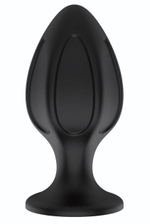 Черная средняя силиконовая анальная пробка с вертикальными бороздками (Цвет: черный)