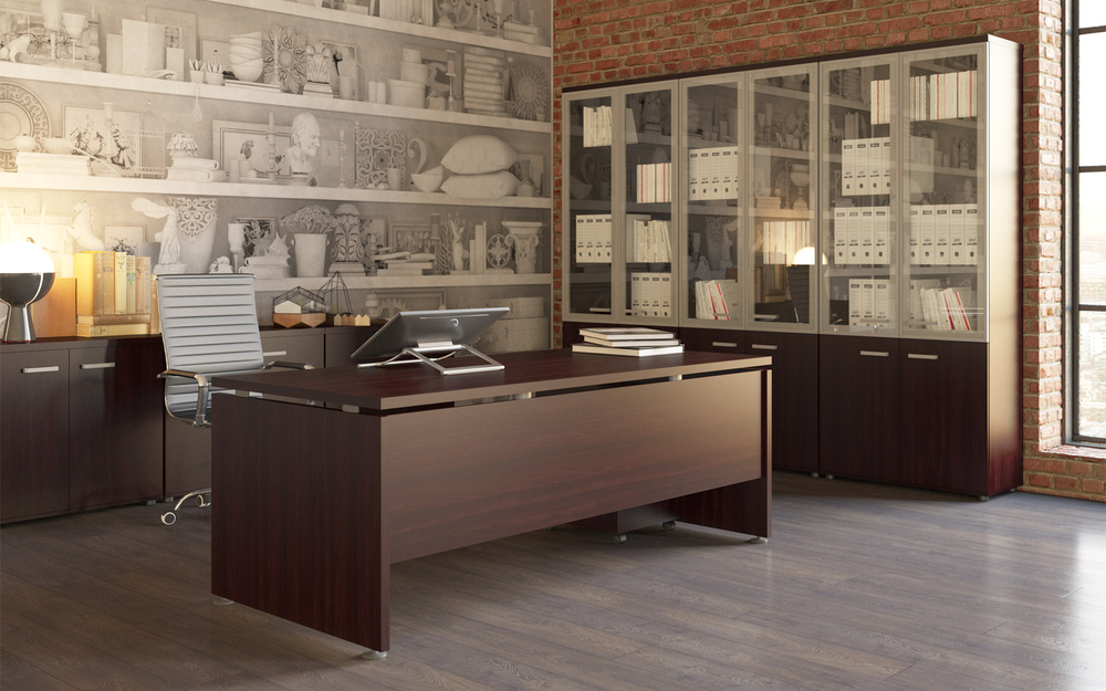 Шкаф для документов средний со стеклом в раме ГРАНД