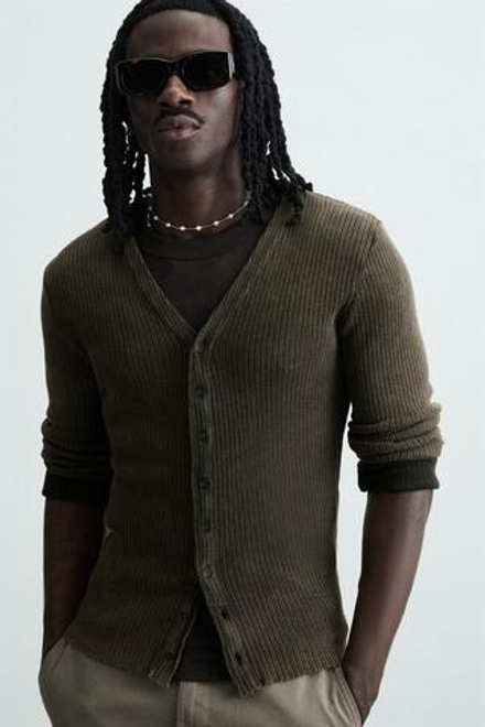 ZARA КАРДИГАН В РУБЧИК, КОРИЧНЕВЫЙ