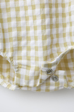 ZARA КОМБИНЕЗОН В КЛЕТКУ ВИШИ, СВЕТЛО-ЗЕЛЕНЫЙ