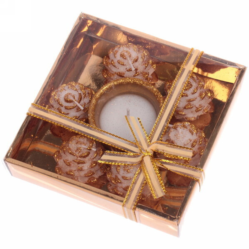 Набор свечей «Лесное очарование» 14х14х3 см, золото