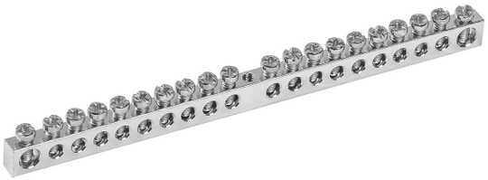 Шина PEN "земля-ноль" 6х9мм 20/1 с никелевым покрытием (20групп/крепеж по центру) IEK