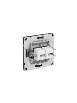 Розетка компьютерная 2-м KANT RJ45 кат.6A без шторки черн. уголь DKC 7012674