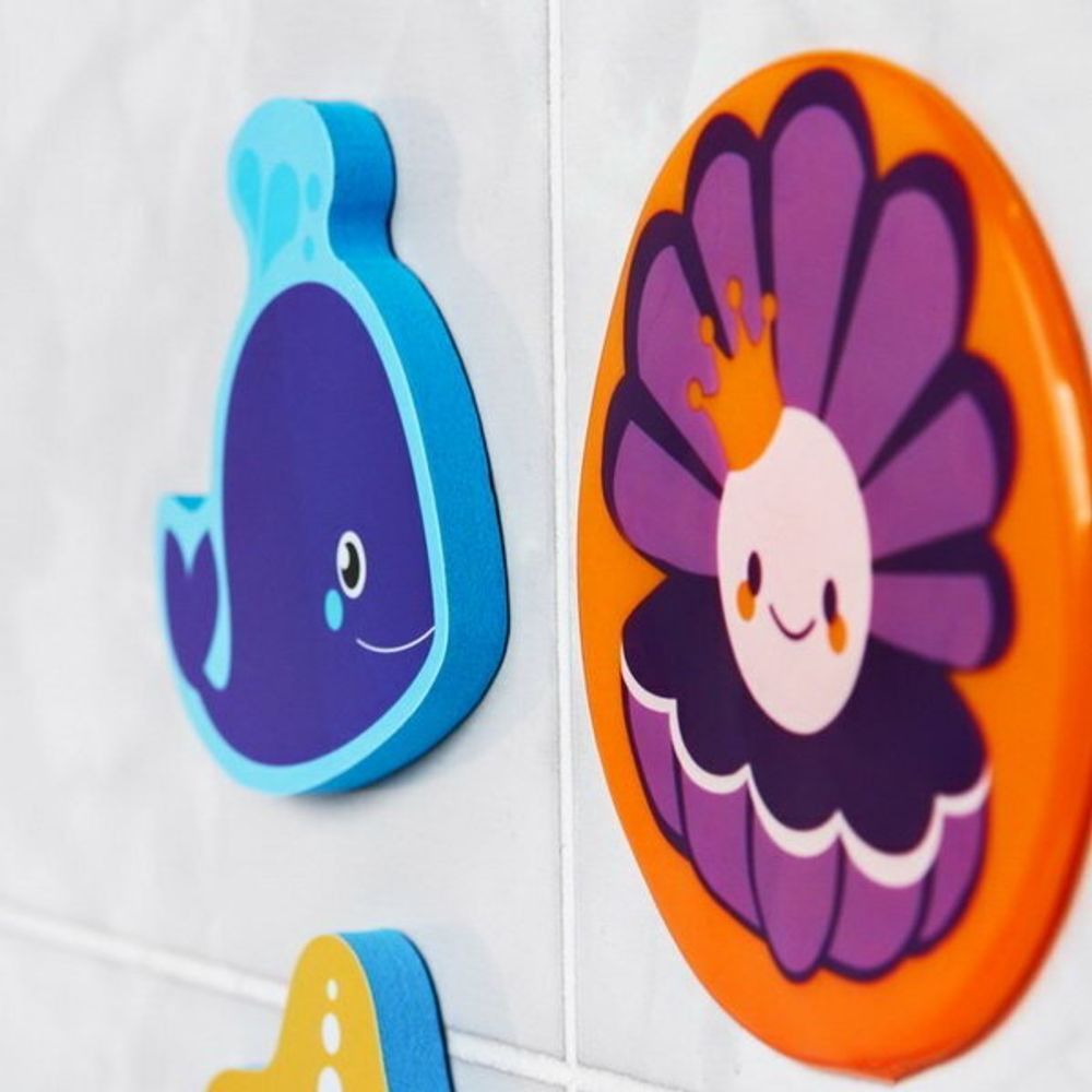 Набор игрушек для ванны Морские жители: фигурки-стикеры из EVA, 3 шт. + сетка для хранения игрушек на присосках