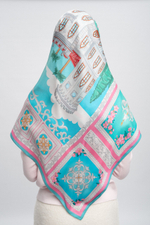 Платок «Романтическая Александрия» 100% шёлк, голубой