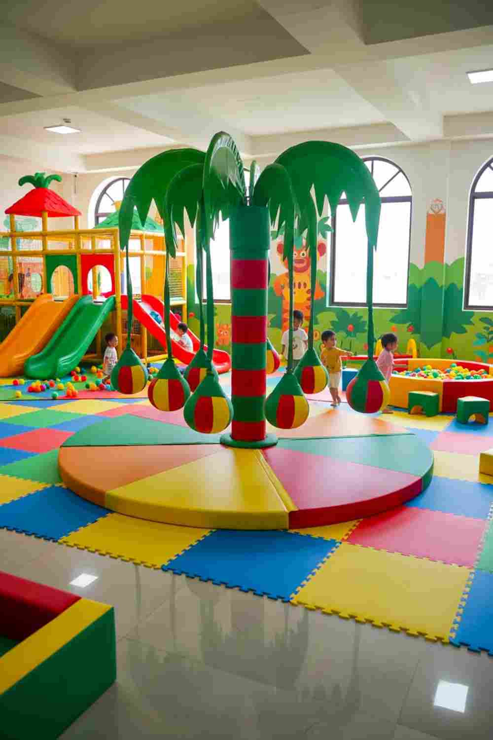 Электрическая карусель детская 4KIDS "Приключение на пальме"