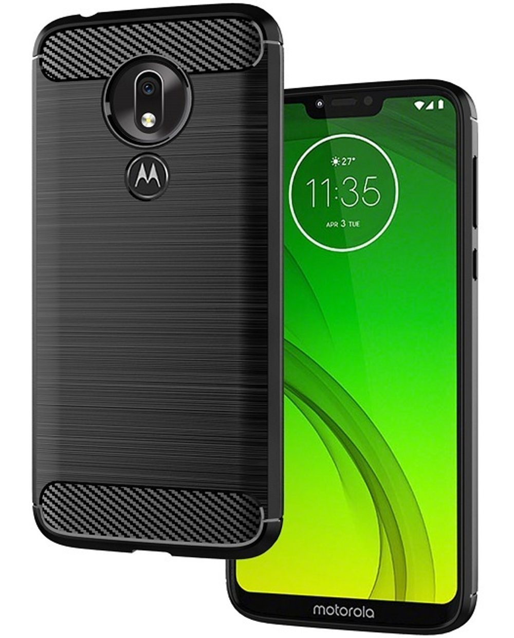 Чехол для Motorola Moto G7 Power цвет Black (черный), серия Carbon от Caseport