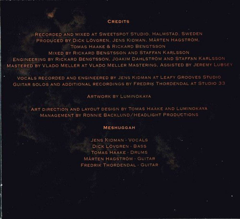 MESHUGGAH - Immutable CD DIGIPAK - Atomic Fire Records, музыкальный компакт диск