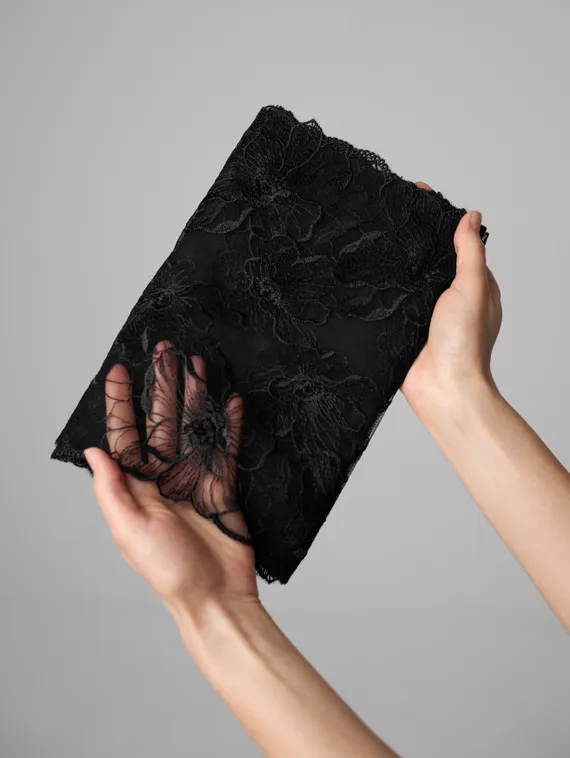 05-172 ОПТ Вышивка на неэл. сетке 25 см, черный 170