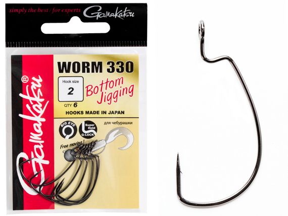 Крючки офсетные Gamakatsu WORM 330 BOTTOM JIGGING HOOKS разм. 02 6шт.