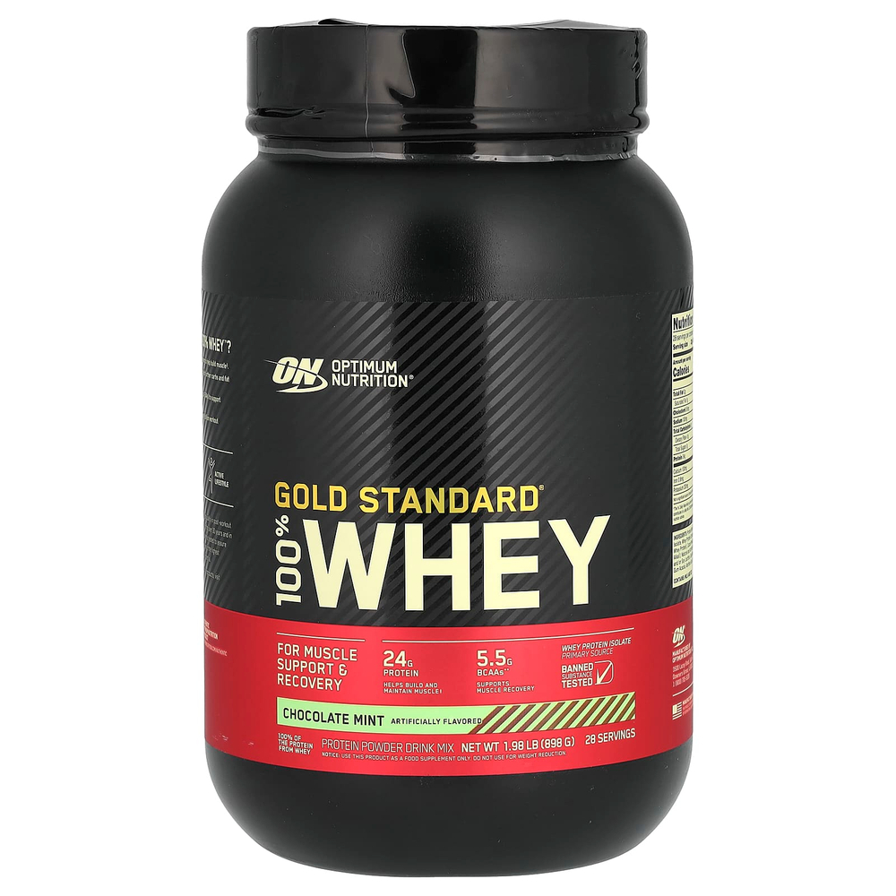 Optimum Nutrition, Gold Standard 100% Whey, сывороточный протеин, со вкусом шоколада и мяты, 898 г (1,98 фунта)