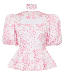 Топ из шёлка рукав фонарик Rose, молочный