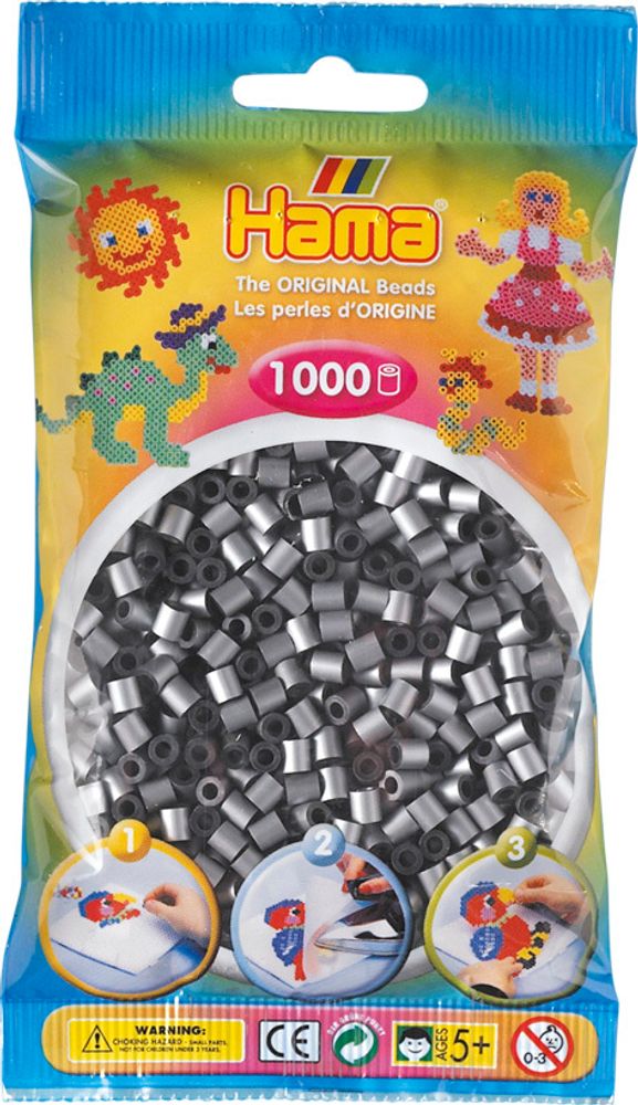 Hama Бусинки для термомозаики Midi серебряные, 1000 шт. (207-62)