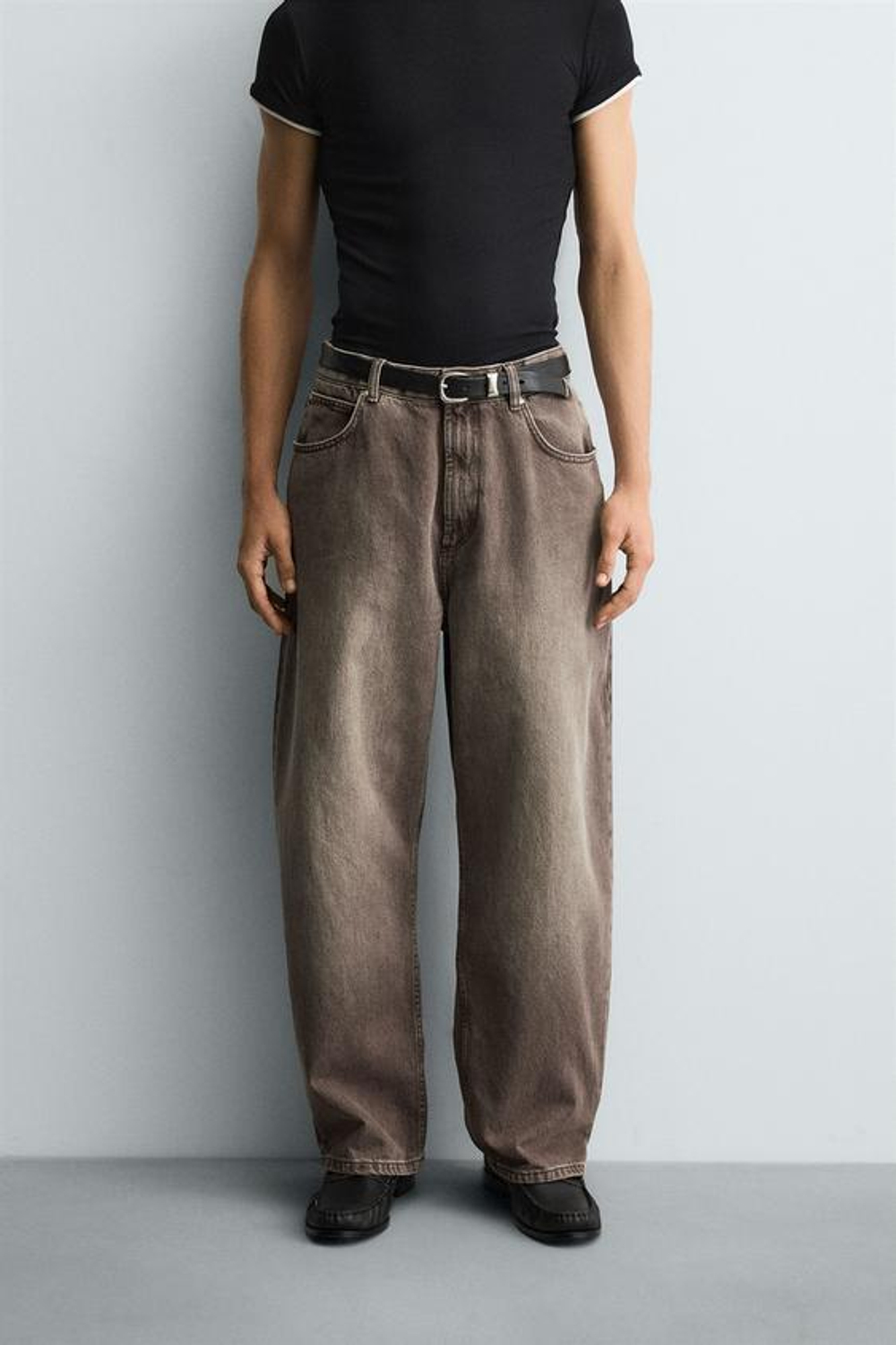 ZARA ДЖИНСЫ BAGGY FIT, КОРИЧНЕВЫЙ