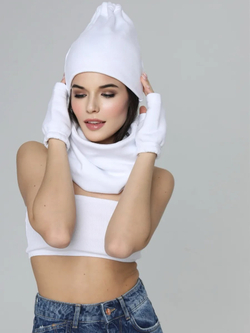 Шапка бини с начесом для хвоста, дред и кос