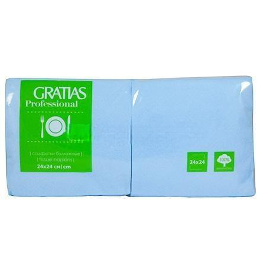 Салфетка 24х24 (1 сл.) 400 голубая (пастельный цвет) Gratias (1/12 шт.)