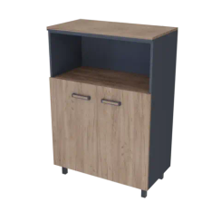 Шкаф для документов средний с нишей PREGO 850х450х1310 П.СС+Т-1+ФН+П.О Дуб Крафт табачный/Антрацит