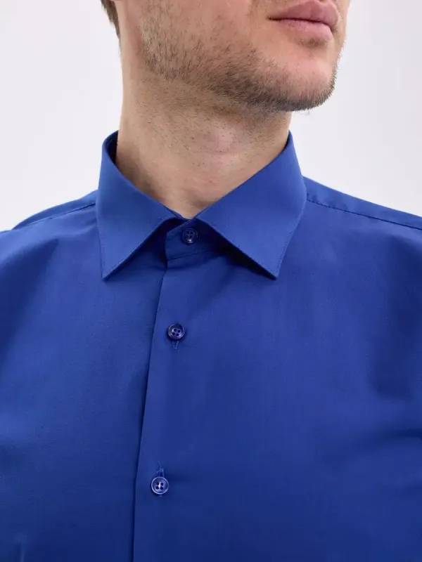 Рубашка на высокий рост LONG SLIM FIT с длинным рукавом, синяя