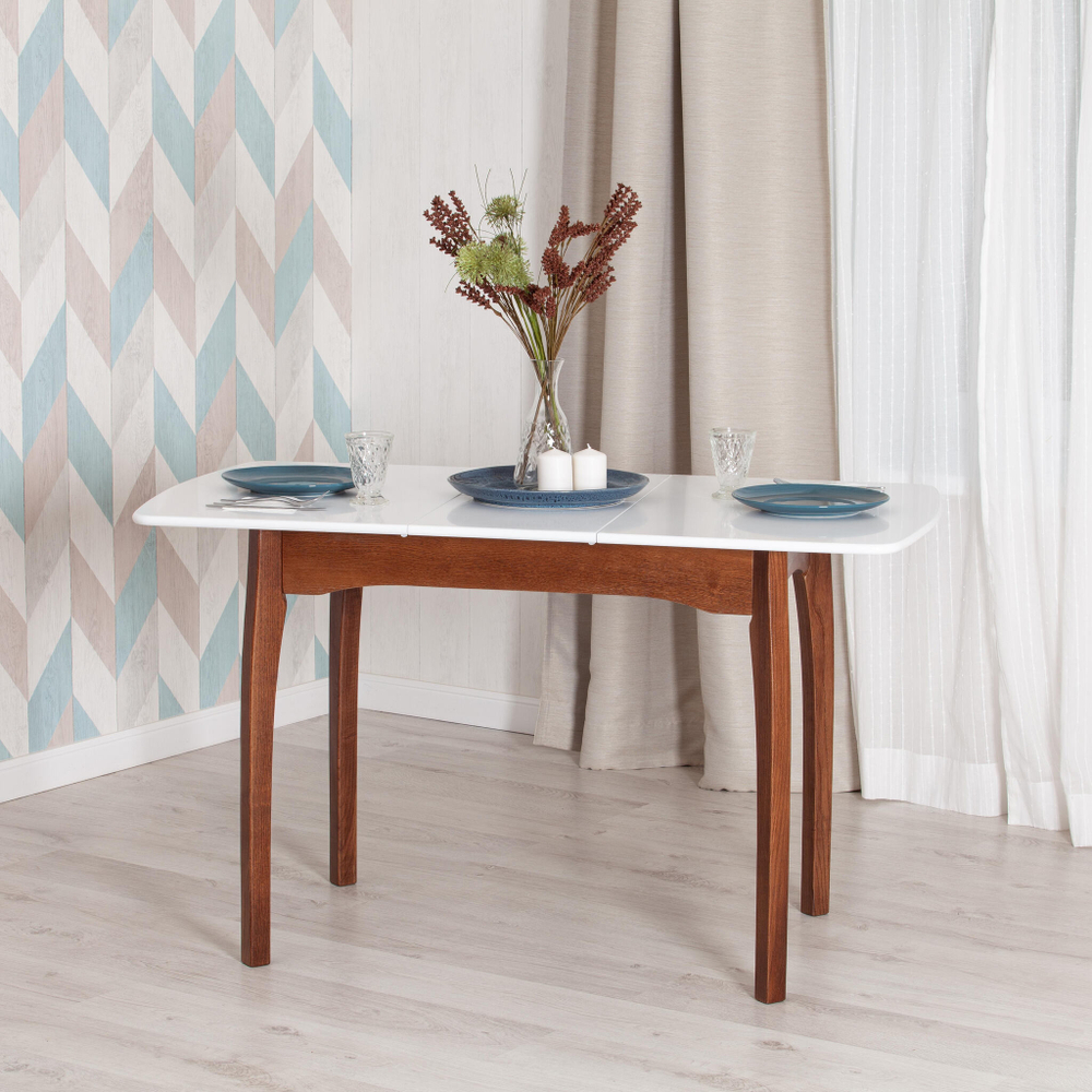 Стол CATERINA бук, мдф, 100+30x70x75, коричневый, белый