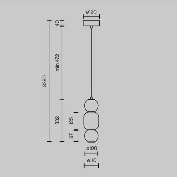Подвесной светильник Капля / Drop 3000К 16Вт Maytoni mod273pl-l16ch3k