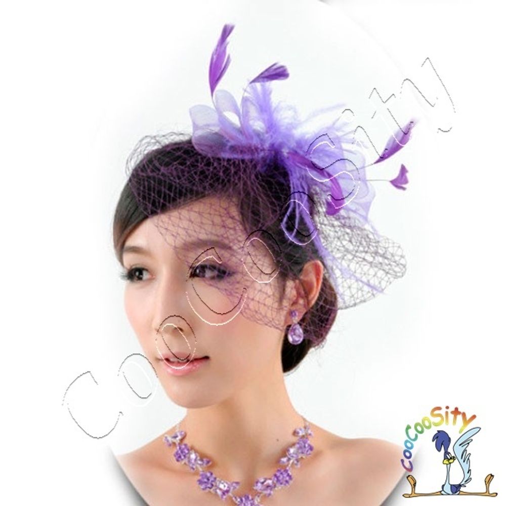 мини-шляпка Бант фиолетовый с вуалью