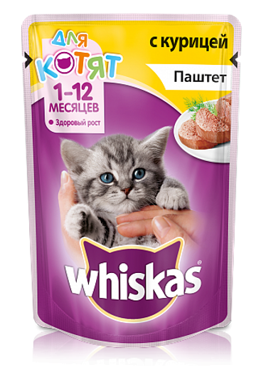 Whiskas пауч для котят паштет с курицей 85 гр