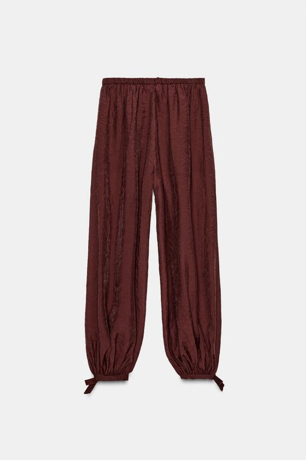 ZARA БРЮКИ-БАГГИ С ЗАВЯЗКАМИ — ZW COLLECTION, ЧЕРЕПИЧНЫЙ