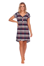 Хлопковая сорочка свободного кроя в крупную клетку (Размер: S) (Цвет: бордовый)