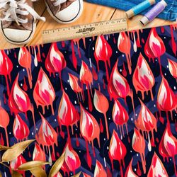 Ткань премиум флис фантазийные тюльпаны