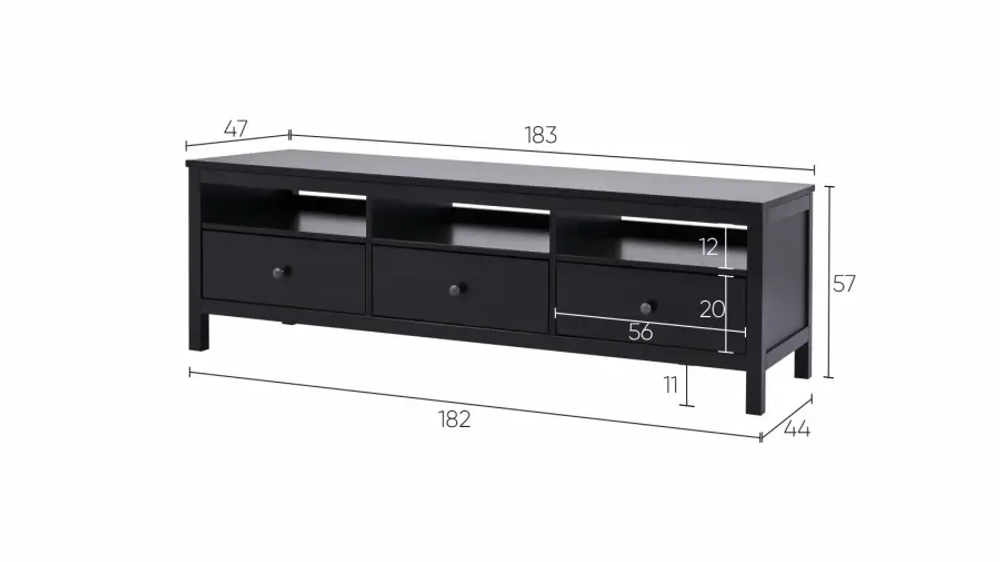 Тумба под ТВ - аналог IKEA HEMNES / ХЕМНЭС/ ХЕМНЕС / КЫМОР / ИКЕА 183х57х47 см, черный