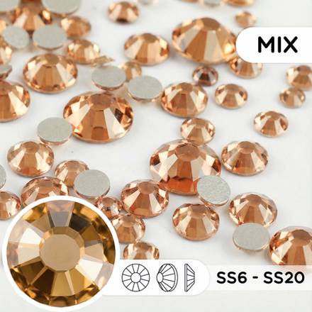 Стразы холодной фиксации из стекла, микс ss6 - ss20, Golden Shadow