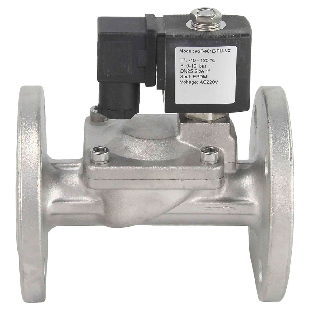 Two way normally closed indirect acting electric solenoid valve Elephant VSF-601E-PU-NC EPDM 110/220V, body material - stainless steel AISI 304, seal - EPDM