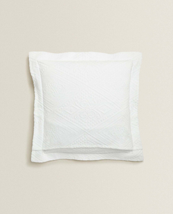 ZARA HOME ХЛОПКОВЫЙ ЧЕХОЛ ДЛЯ ДЕКОРАТИВНОЙ ПОДУШКИ С ГЕОМЕТРИЧЕСКИМ УЗОРОМ, БЕЛЫЙ