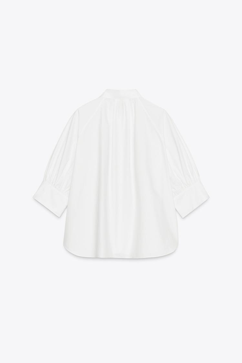 ZARA РУБАШКА СО СКЛАДКАМИ И ОБЪЕМНЫМИ РУКАВАМИ ZW COLLECTION, БЕЛЫЙ