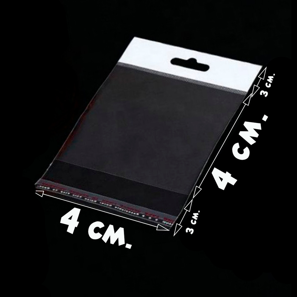 Пакеты 4х4+6 см с белым европодвесом и клеевым клапаном