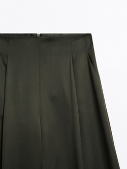 Massimo Dutti Широкие брюки из атласа - STUDIO, темно-зеленый