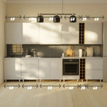 Кухня Севилья 340 см без столешницы (12 модулей), белый ЛДСП / массив дуба