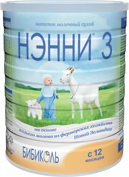 Смесь молочная Бибиколь Нэнни 3 на основе козьего молока с пребиотиками 800г с 12месяцев