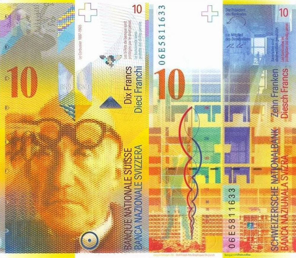 Швейцария 10 франков 2000-2013 Шарль Эдуард Жаннере-Гри аль UNC