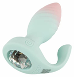 Анальная пробка JUVELA RC Butt Plug с пультом ДУ - 11,5 см. (Цвет: аквамариновый)