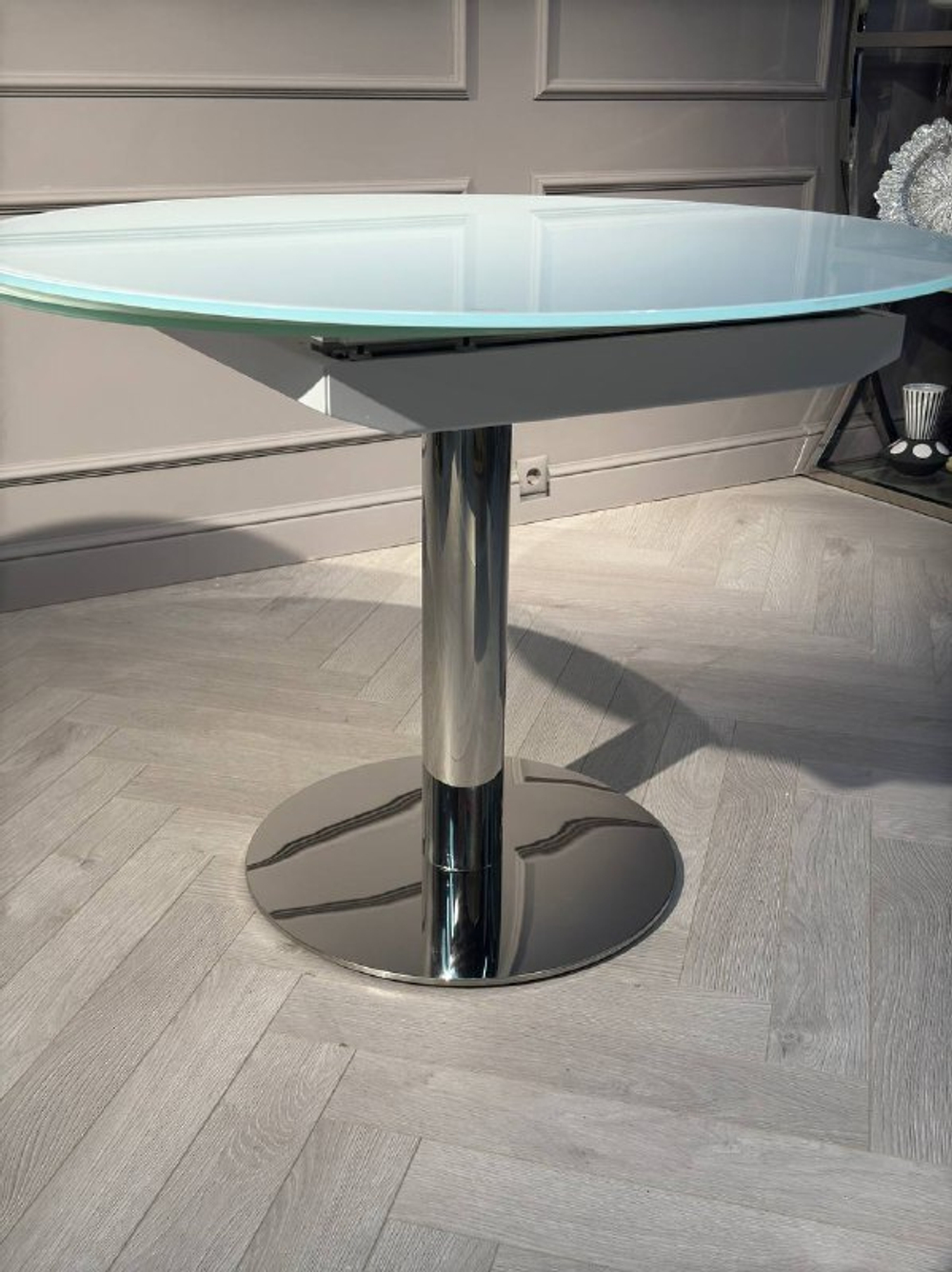 Стол обеденный Ist Casa раскладной Флорис, 102(166)х102х77 см, белое стекло