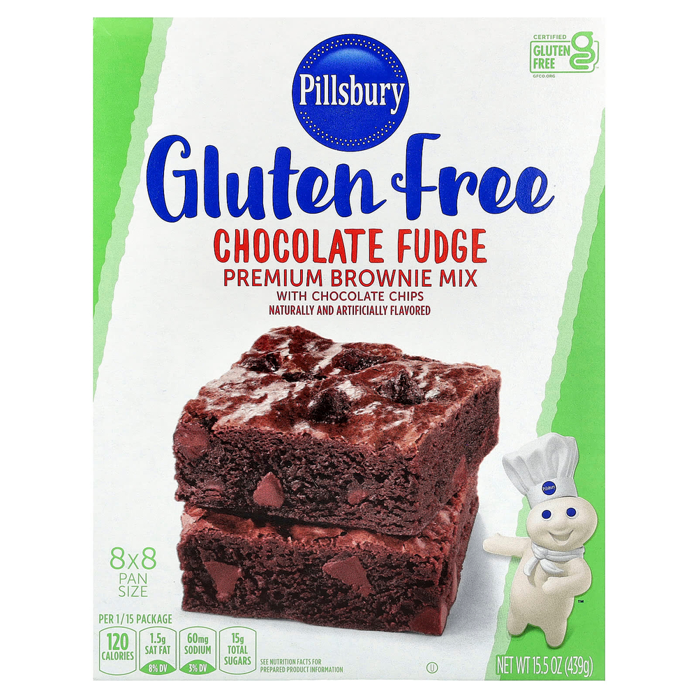 Pillsbury, Шоколадная помадка премиум-смесь для брауни с шоколадной крошкой, без глютена, 439 г (15,5 унции)