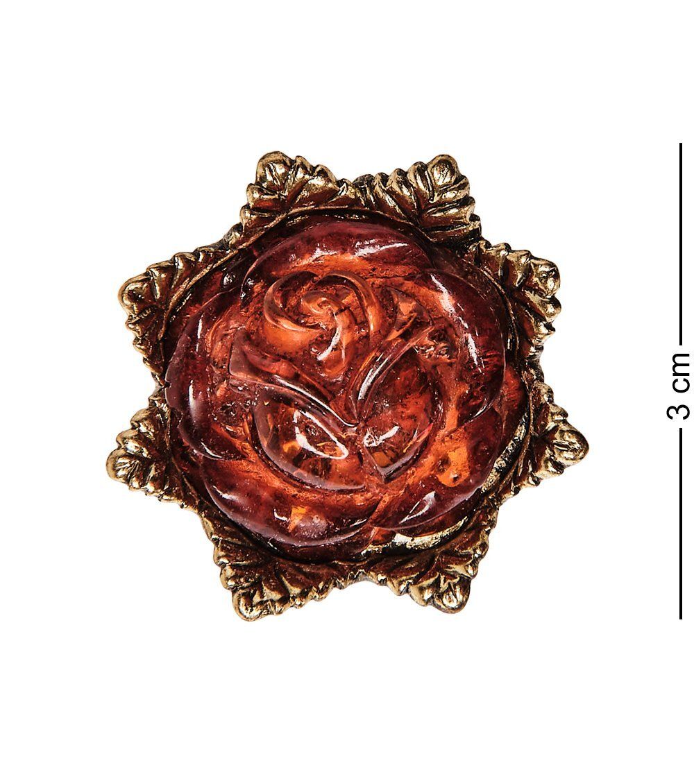 AM-2489 Кольцо «Розочка» (латунь, янтарь)