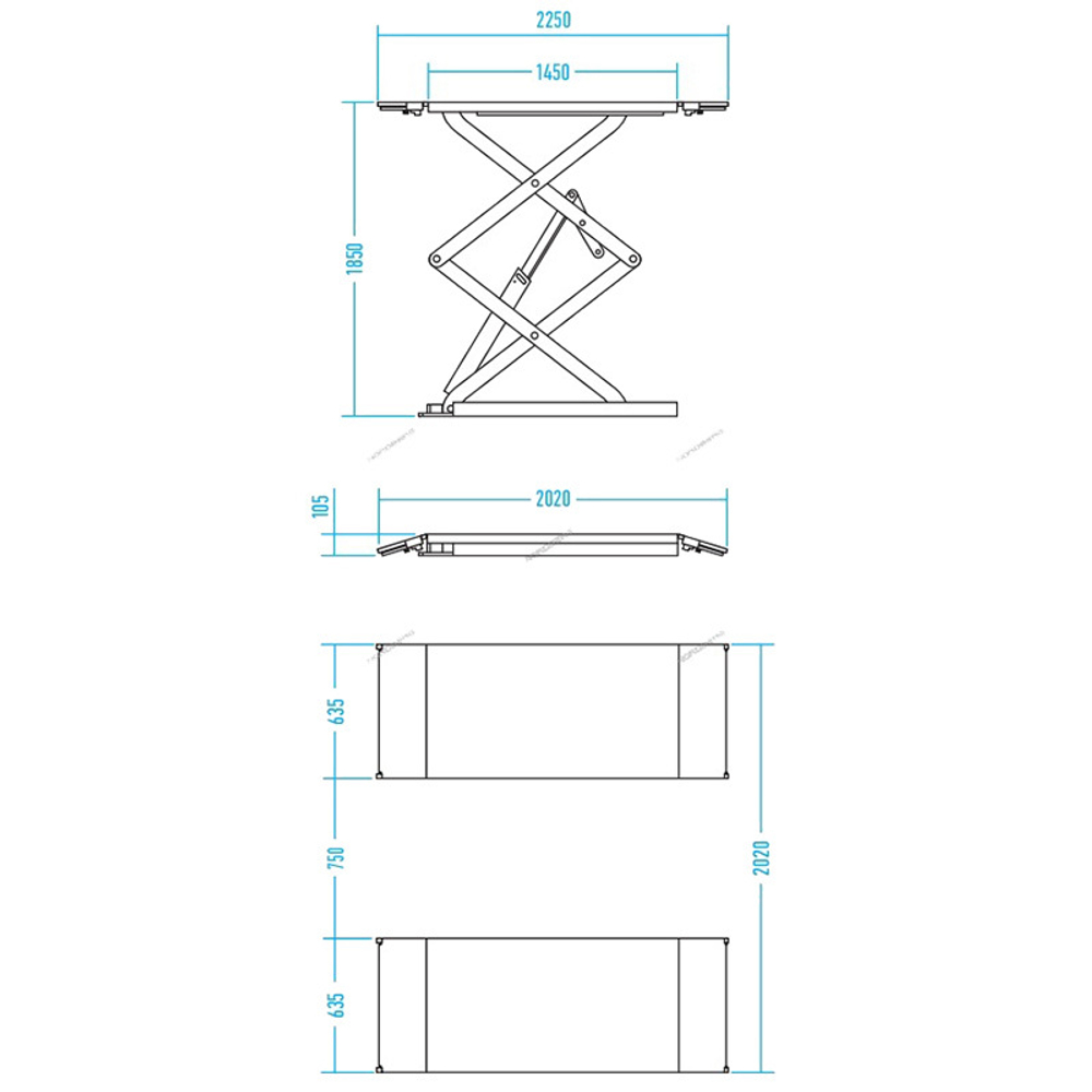 NORDBERG (N631L-3B_220) Подъемник ножничный низкопрофильный 220В, г/п 3т